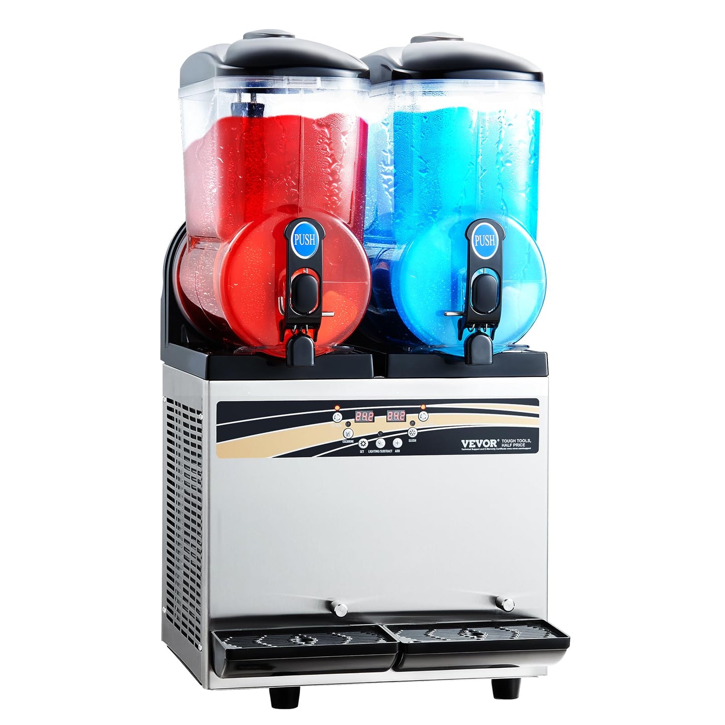 VEVOR Commercial Slushy Machine, 15Lx2 Double Tank Margarita Machine, 120 Cups Stainless Steel Margarita Smoothie Frozen Drink Machine, Slushie Machine for Party Restaurants Cafe Bars