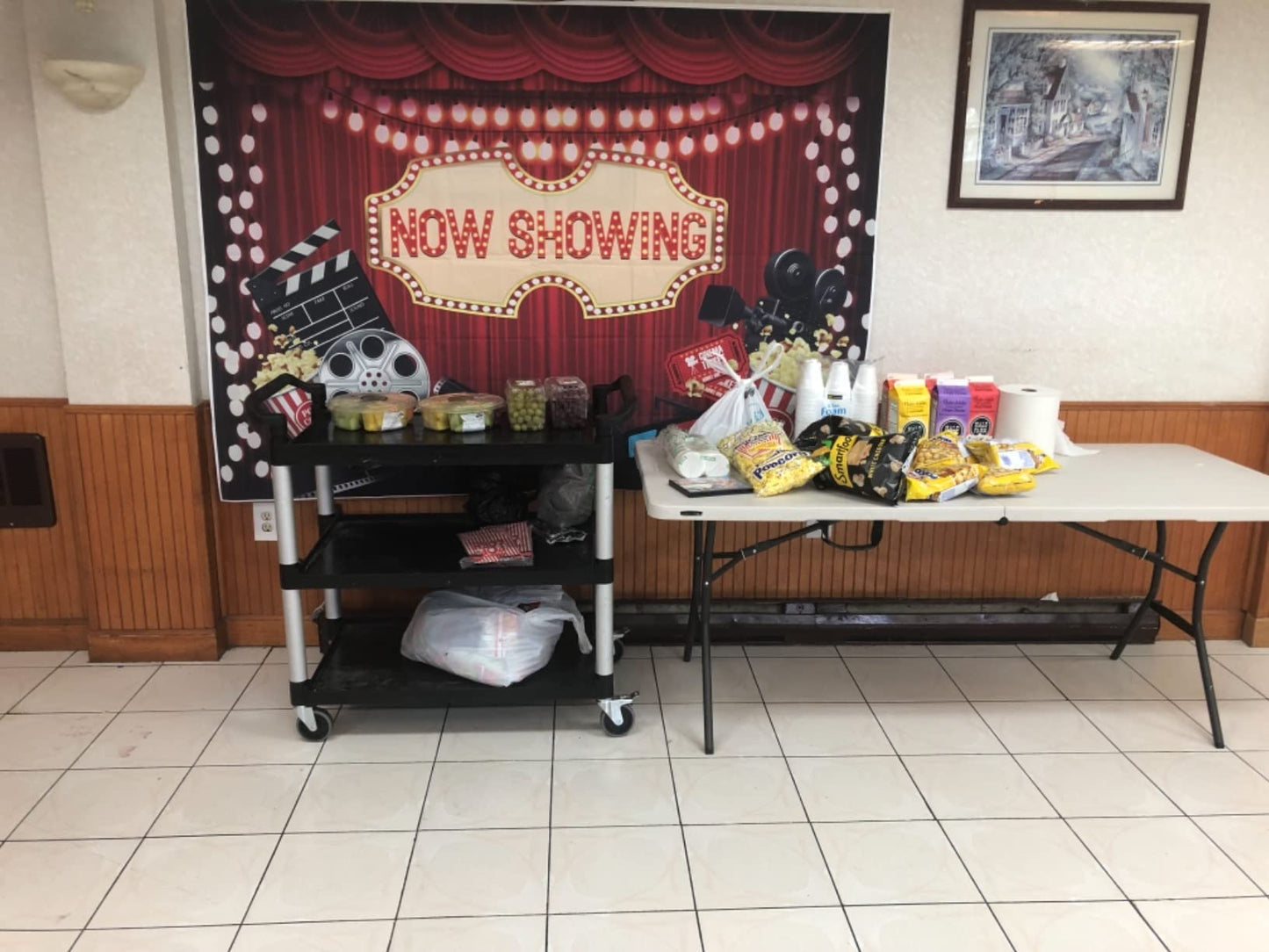 Binqoo Movie Night Backdrop Now Showing Red Photography Backdrop Movie Cinema Night Birthday Party Decorations Banner Photo Boot