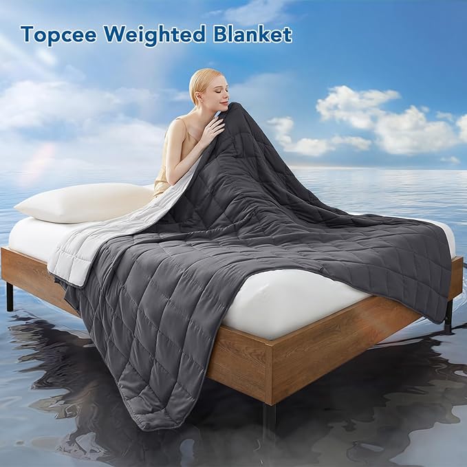 Topcee Weighted Blanket for Adults (15lbs 48"x72"), Minky Dots Heavy Blanket for Woman, Man Sleeping, Soft, Cozy and Cooling Weighted Throw Blankets, Machine Washable, Grey