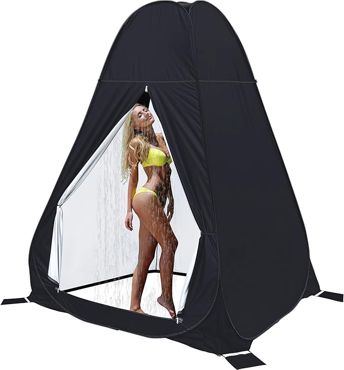 anngrowy Shower Privacy Tent, 7FT Extra Large Pop Up Toilet Tent, Portable Outdoor Bathroom Shower Enclosure, Privacy Shel...