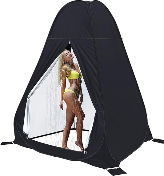 anngrowy Shower Privacy Tent, 7FT Extra Large Pop Up Toilet Tent, Portable Outdoor Bathroom Shower Enclosure, Privacy Shel...