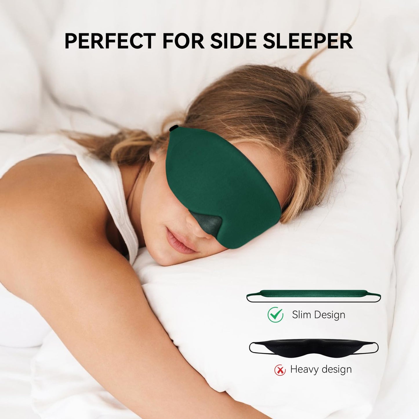 Mavogel Cotton Sleep Eye Mask - Breathable Light Blocking Sleep Mask, Soft Comfortable Night Eye Mask for Men Women, Eye Cover for Travel/Sleeping/Shift Work, Includes Travel Pouch (Green)