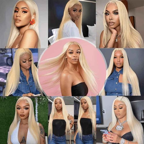 Fabimiya 20 22 24 Inch Bundles Human Hair Blonde 613# Straight Wave Human Hair Bundles Unprocessed Soft Sewn In Hair with Double Weft for Black Women