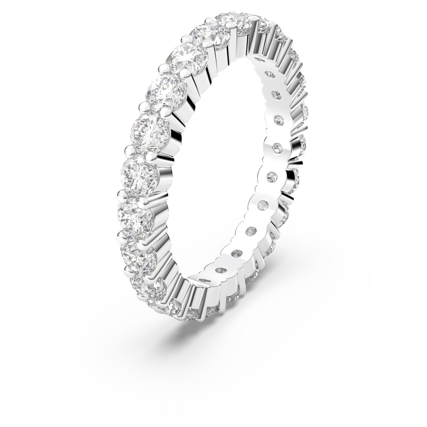 Swarovski Vittore XL Ring, Clear circle-cut Swarovski Crystals on a Rhodium Finish Setting, Size 5, Part of the Swarovski Vittor