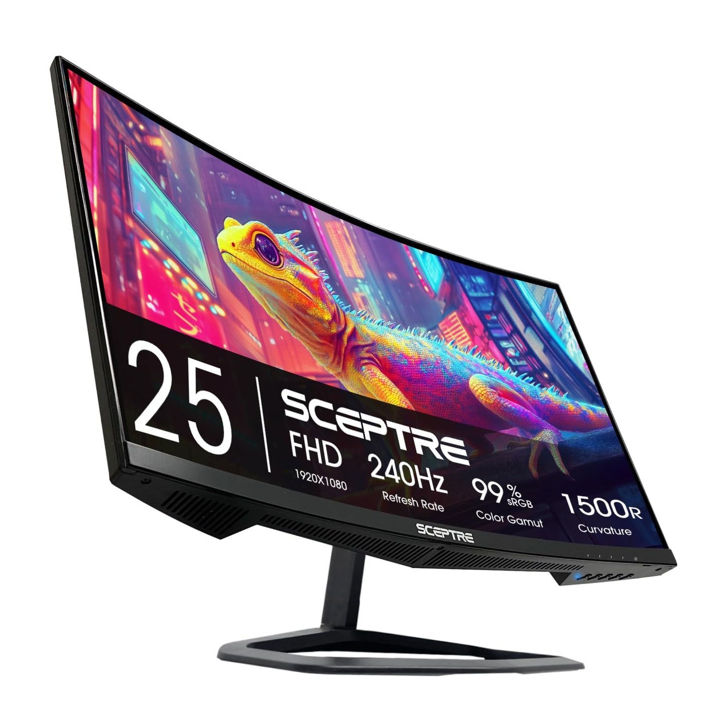 Sceptre Curved 24.5-inch Prime Gaming Monitor up to 240Hz 1080p R1500 1ms DisplayPort x2 HDMI x2 Blue Light Shift Build-in Speakers, Machine Black 2025 (C255B-FWT240 Series)
