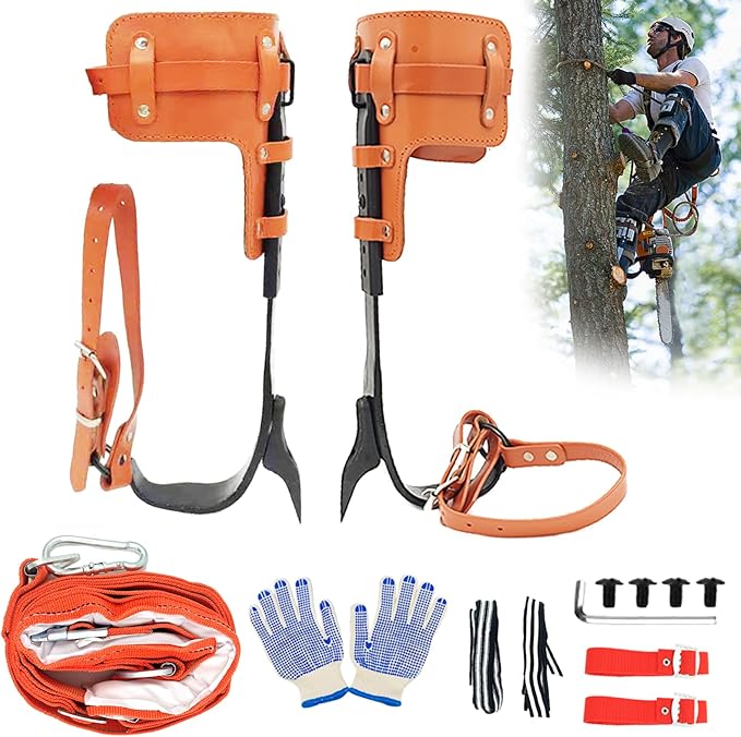 timiland Tree Climbing Spikes Set,Tree Climbing Gear，Rock Climbing Kit with Professional Accessories,Adjustable Length Des...