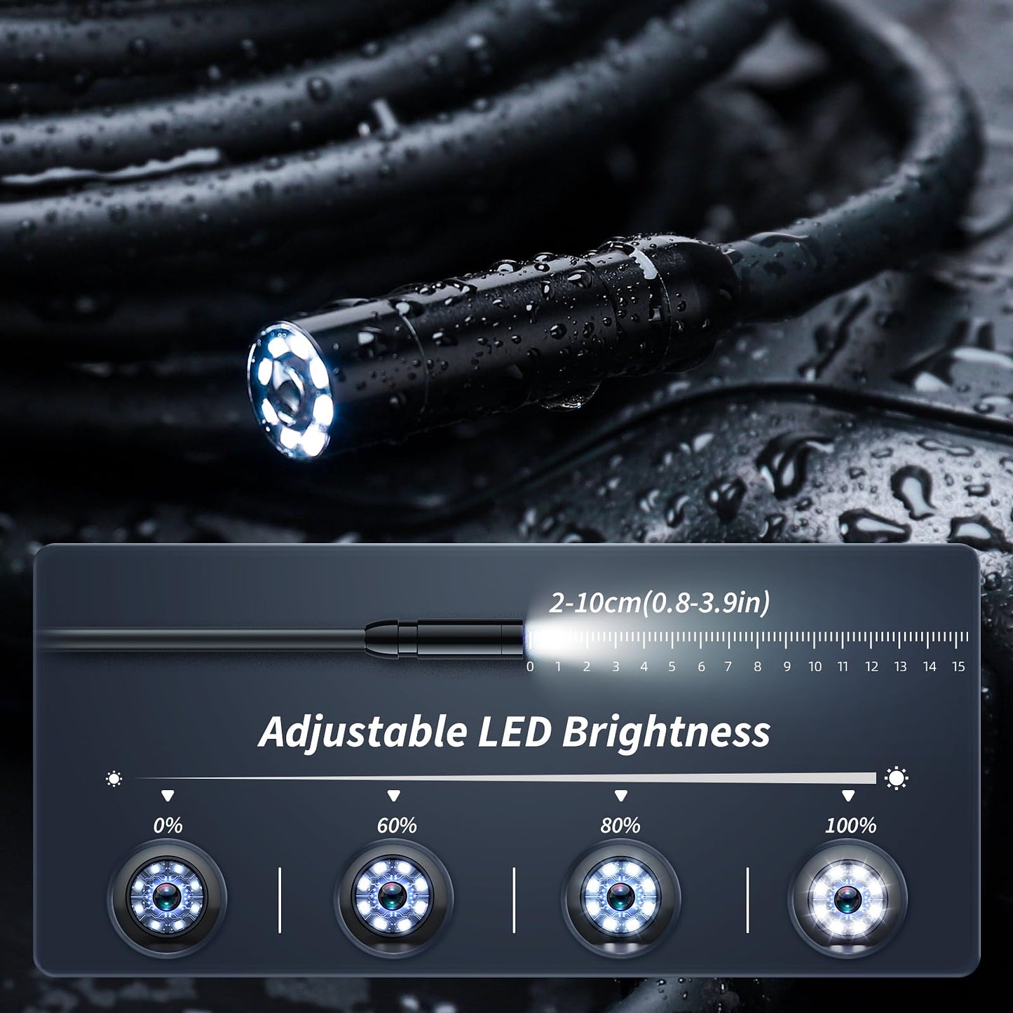Endoscope Camera with Light, Inspection Borescope Camera with 4.3" IPS Screen, 1920P HD with 8 LED Lights, 16.5FT Semi-Rigid Cord Bore Scope, IP67 Waterproof Endoscope for Sewer, Tools(Orange)