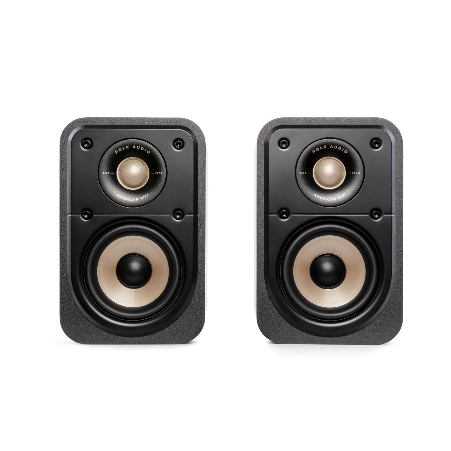 Polk Signature Elite ES10 Surround Sound Speakers - Hi-Res Audio Certified, Dolby Atmos & DTS:X Compatible, 1" Tweeter & 4" Woofer, Power Port Technology for Bass (Pair, Contemporary Walnut)