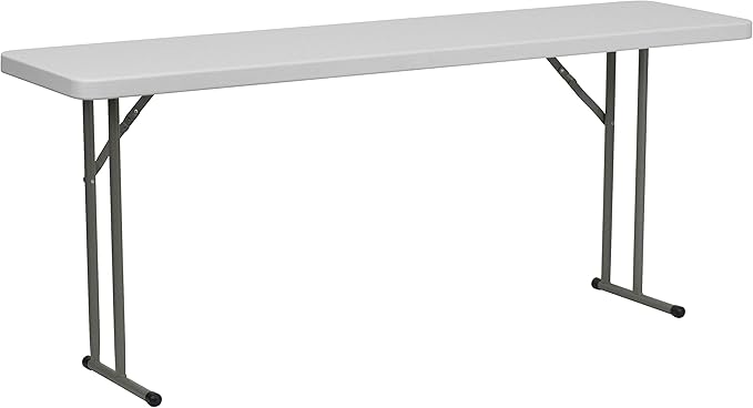 Flash Furniture Elon 6' Plastic Folding Training and Event Table, Rectangular Folding Training Table with 220-lb. Static W...