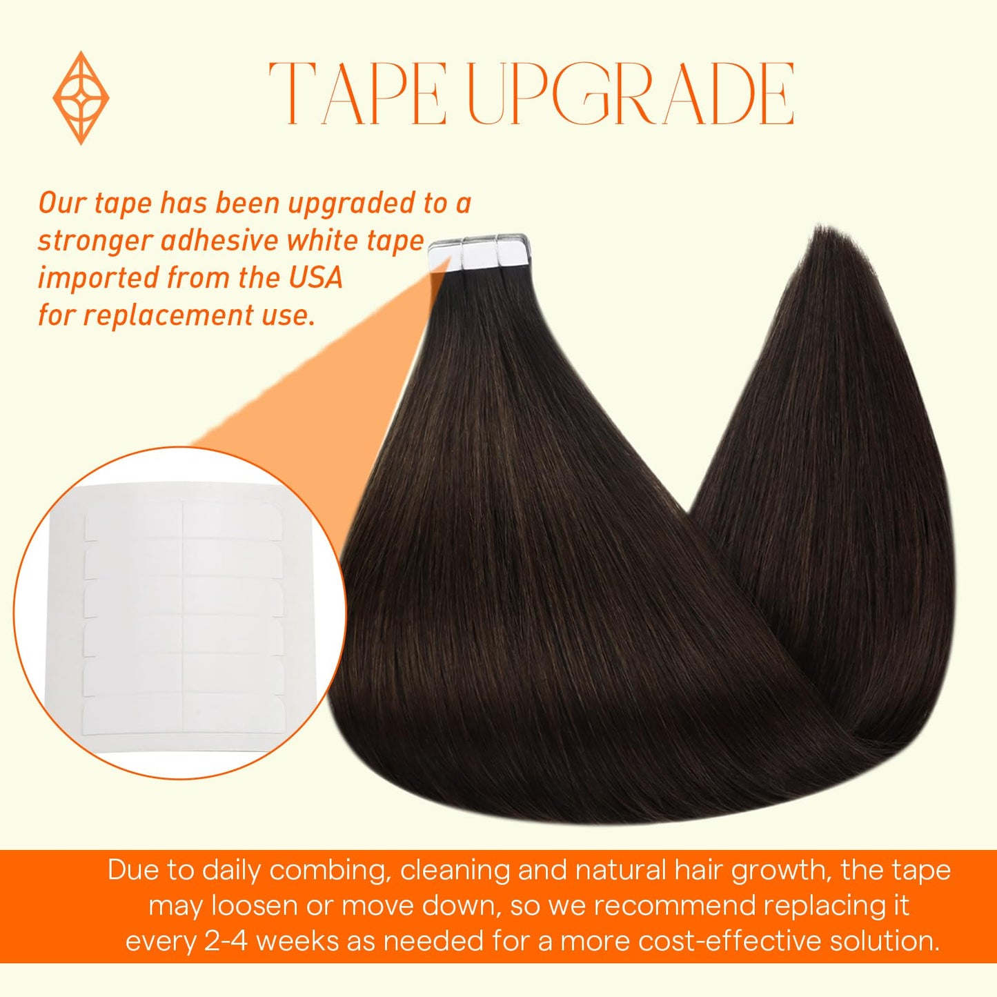 Full Shine Tape in Hair Extensions Human Hair 14Inch Brown Hair Extensions Color 2 Darkest Brown Tape in Extensions Natural Stra