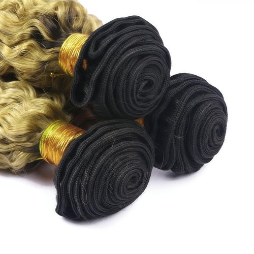 LUMWAV Deep Wave Bundles 24 26 28 Inch 12A Soft And Thick T1B/27 100% Unprocessed Brazilian Remy Curly Human Hair Bundles for Black Women
