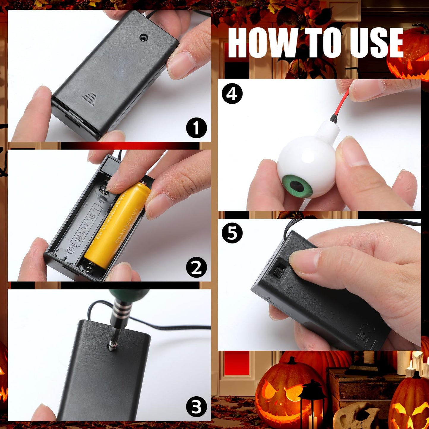Lenwen 8 Pack Halloween LED Glowing Eyes with Effect Controller and Plastic Eyeballs, Battery Not Included