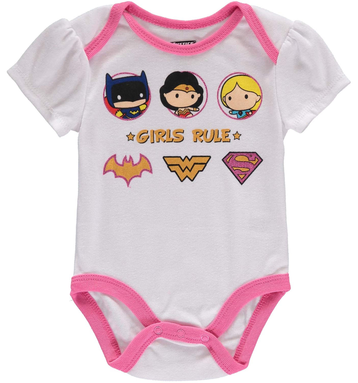 DC Comics Justice League Baby Girls Bodysuit 5-Pack - Baby Girl Clothes (Multi, 12M)
