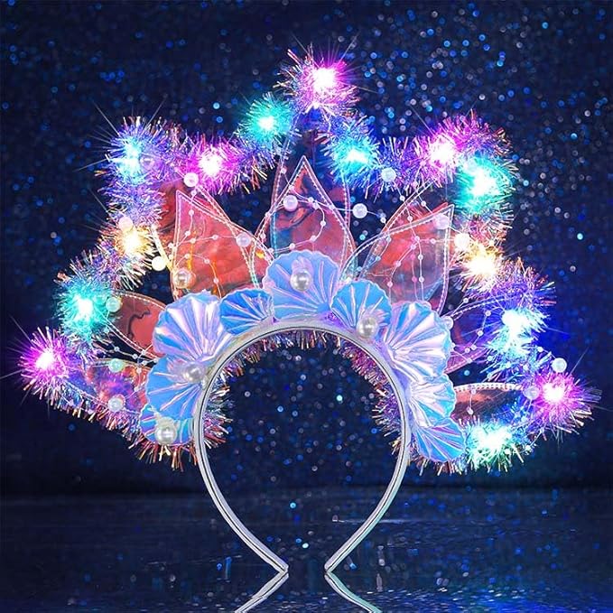 BARTOSI Light Up Headband LED Headband Glow Hairband Festival Costume Hair Accessories for Women