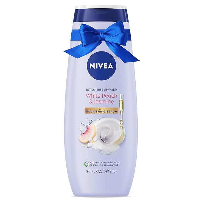 NIVEA Refreshing White Peach and Jasmine Body Wash with Nourishing Serum, Scented Body Wash for Women, Enriched with Provitamin B5 and Vitamin E, 20 Fl Oz Bottle