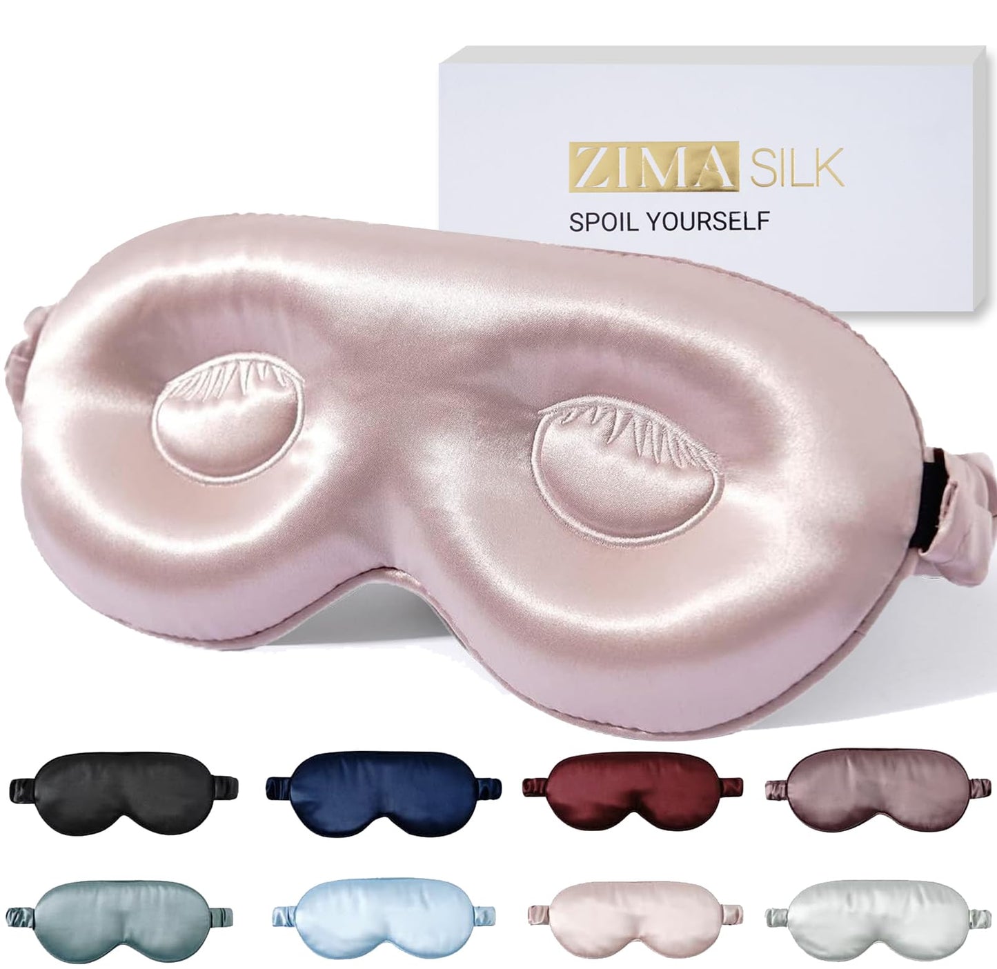 ZIMASILK Adjustable 22 Momme 100% Pure Mulberry Silk Sleep Mask, 3D Contoured Cup Eye Mask for Sleeping, Super Soft Breathable Blindfold, Perfect Blocks Light for Sleeping. (Pink)