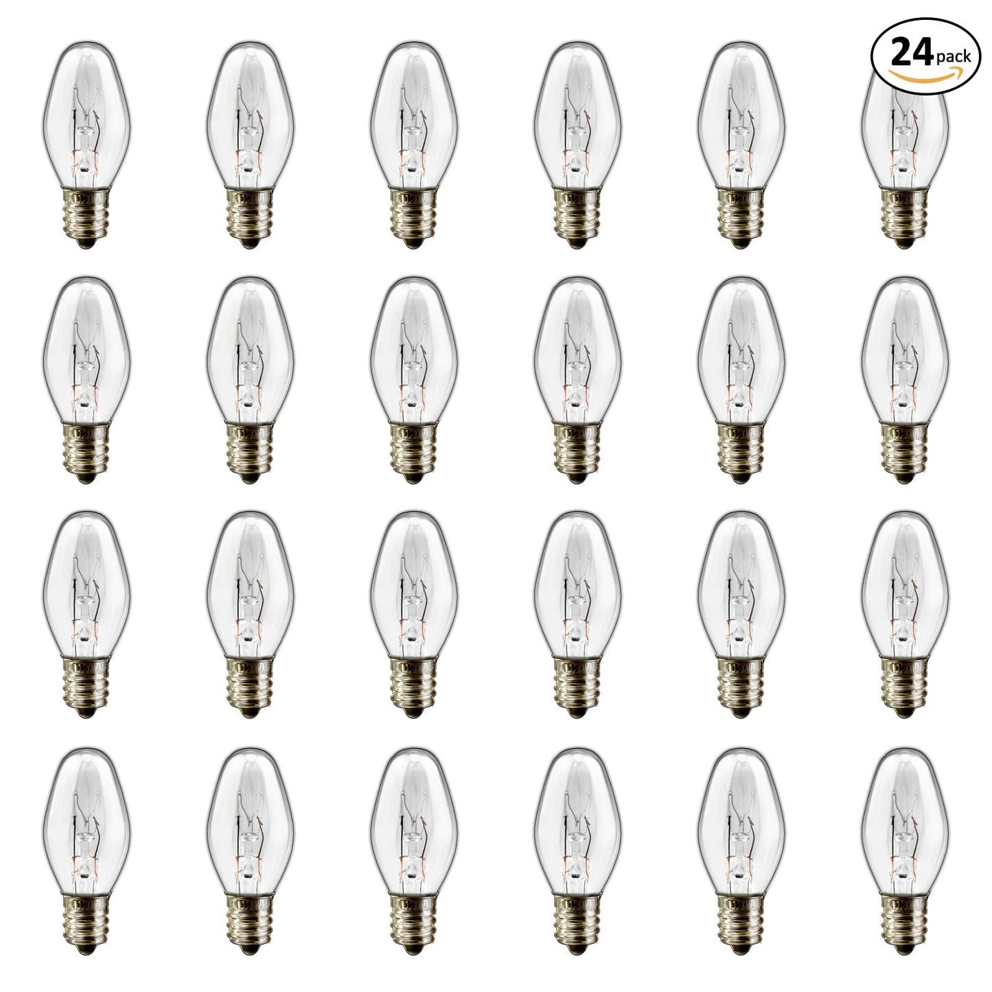 SalPhines Salt Lamp Bulbs, 15 Watt Night Light - C7 Replacement Bulbs for Scentsy Wax Warmer, Dimmable Scentsy Light Bulbs for Household Salt Lamps, 24 Packs