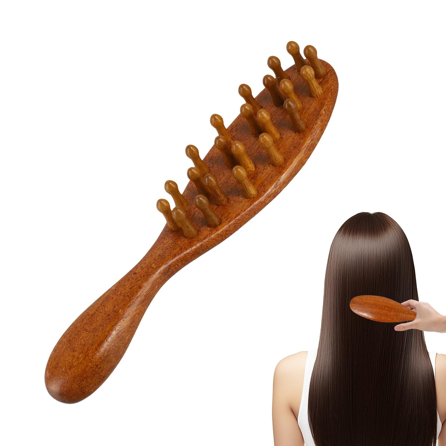 Loc Brush for Dreads, Comfortable Massage Comb, Scraping Massage Tools Wide Tooth Comb, Elegant Wood, Comfortable to Hold, Suita