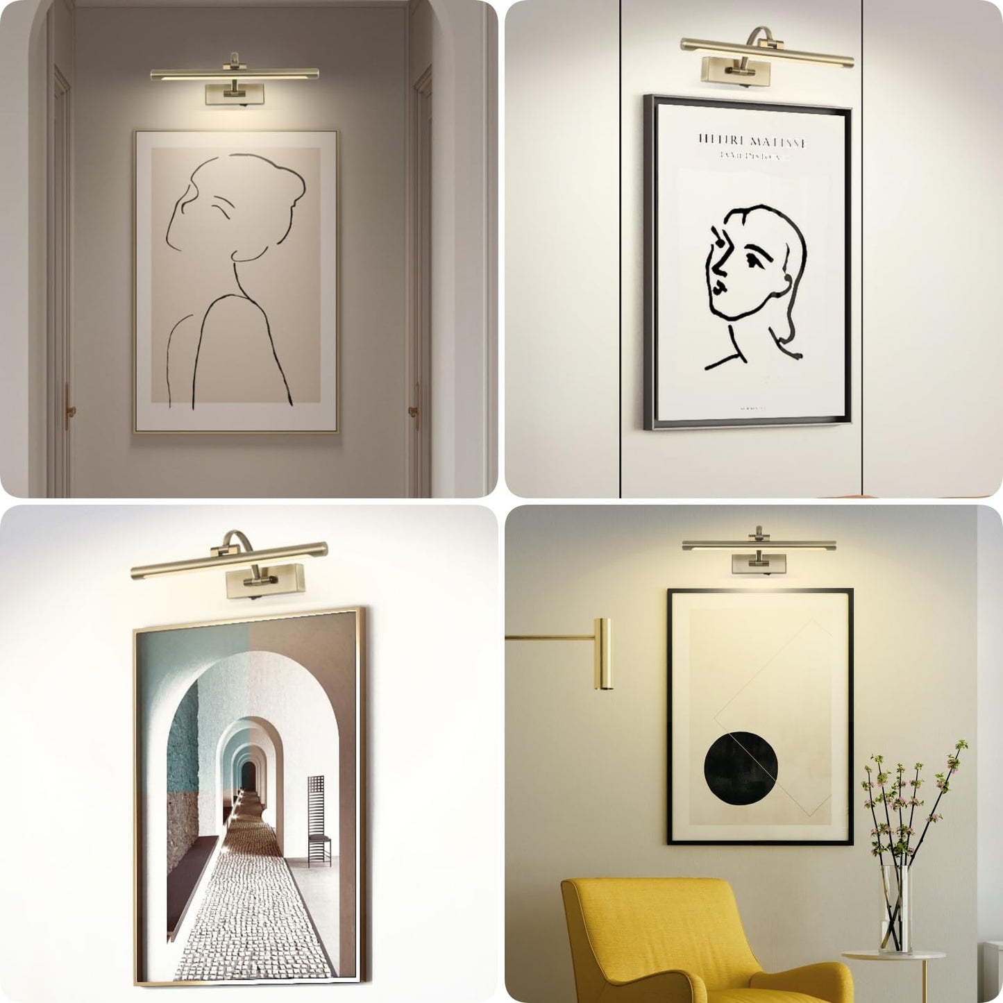 Tassuowell LED Picture Lights for Wall Rechargeable, Battery Operated Art Light for Paintings Wireless,15.7inch Antique Bronze Gallery Light for Artwork