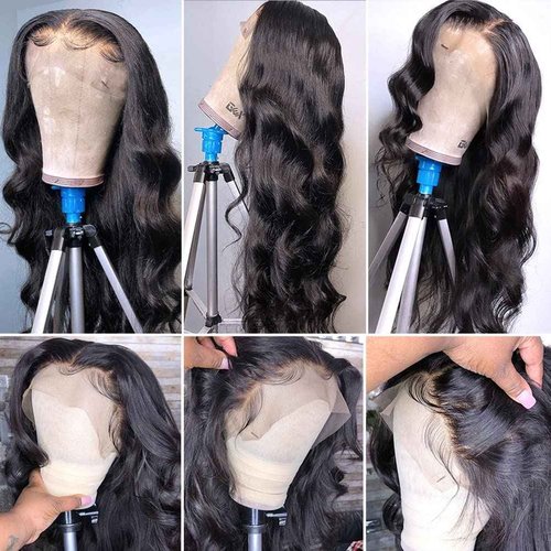 Douyin Body Wave Lace Front Wigs Human Hair Pre Plucked 24 Inch 180% Density 13x4 HD Lace Front Wigs For Women Human Hair Wigs Glueless Transparent Frontal Wig Natural Black Color