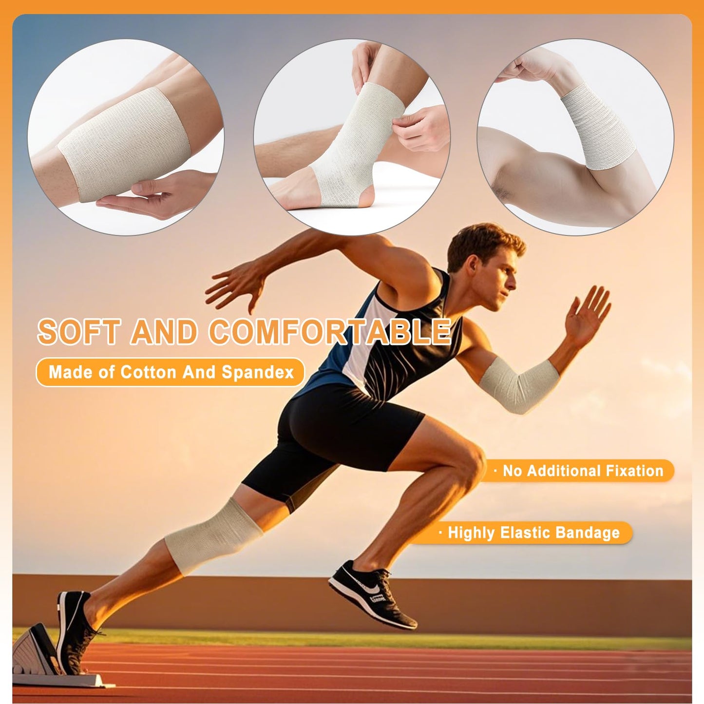 Carbou Elasticated Tubular Support Bandage 4" x 11 yd (Size F), Soft Stockinette Tubing for Legs, Arms, Knees, Thighs, Reusable Compression Support Bandage Roll for Joint Tissue