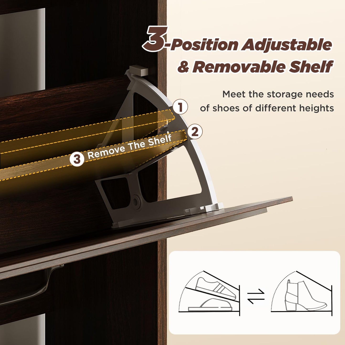 Maupvit Shoe Storage Cabinet with 2 Flip Drawers & Open Storage & RGB Lights, Narrow Shoe Rack Organizer Cabinets, Slim Shoe Cabinet for Entryway, Entrance, Hallway, Foyer, Walnut Brown