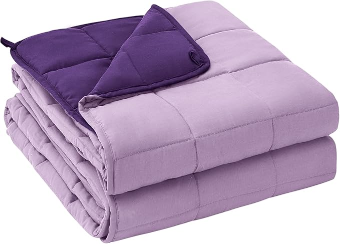 yescool Weighted Blanket for Adults (10 lbs, 48" x 72", Purple) Cooling Heavy Blanket for Sleeping Perfect for 90-110 lbs, Twin Size Breathable Blanket with Premium Glass Bead, Machine Washable