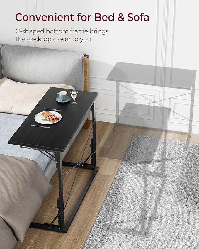 Vantic 31.5" Folding Desk, Foldable TV Tray Table for Eating on Couch, Extra Large TV Dinner Trays, Portable Fold Computer Writing Desk Table for Home Office, Black