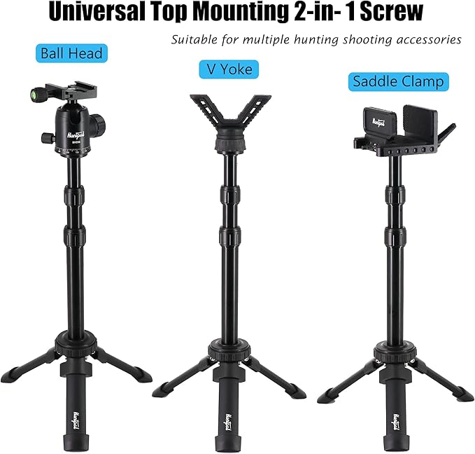HUNTPAL Gun Rest Rifle Stand Tripod Shooting Stick for Range Table Bench Shooting Practice, Portable Adjustable Compact Aluminum Construction Gun Holder with 360° Swivel V Yoke Head