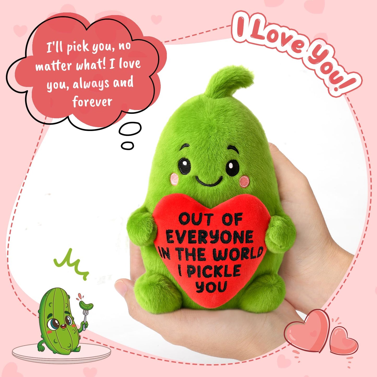 Anniversary Birthday Gifts for Women Men Christmas Boyfriend Girlfriend GF Wife Husband Couples Valentines Funny Gift for Her Him, Pickle with Heart To My Love Fathers Mothers Day I Love You Gifts