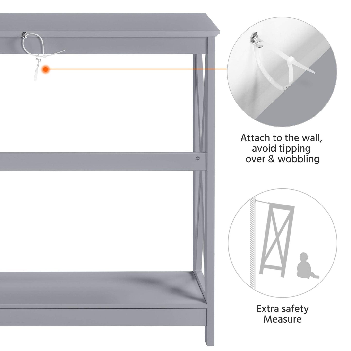 Yaheetech Console Table for Entryway, 2 Tier Narrow Sofa Table Bookshelf Accent Tables w/Storage Shelf, Living Room Entry Hall Foyer Tables Furniture, Grey