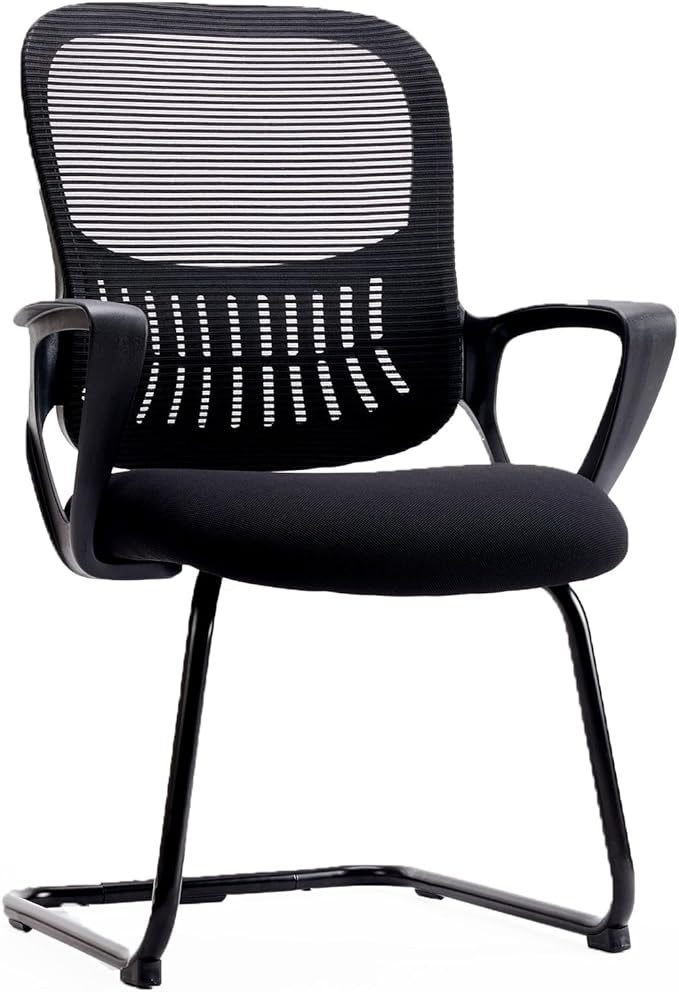 Sweetcrispy Reception Guest Chair Set of 1, Stationary Non Rolling Mesh Mid Back Computer Office Desk with Lumbar Support ...