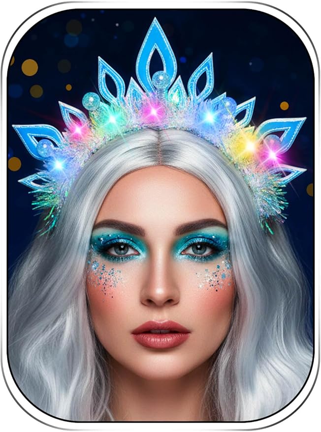 Woeoe Light Up Christmas Headband Costume Crown Headband Party Glow Xmas Hair Accessories for Women