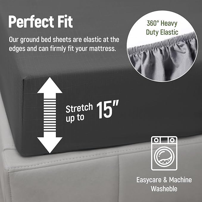 Groundingtop Bare Earth Grounding Sheets Twin Size - 90% Cotton + 10% Silver Fiber Earthing Sheets Grounded Well Bed Sheet - Conductive Earth Fitted Sheet for Better Sleep(Gray, Twin,35 * 75 * 15inch)