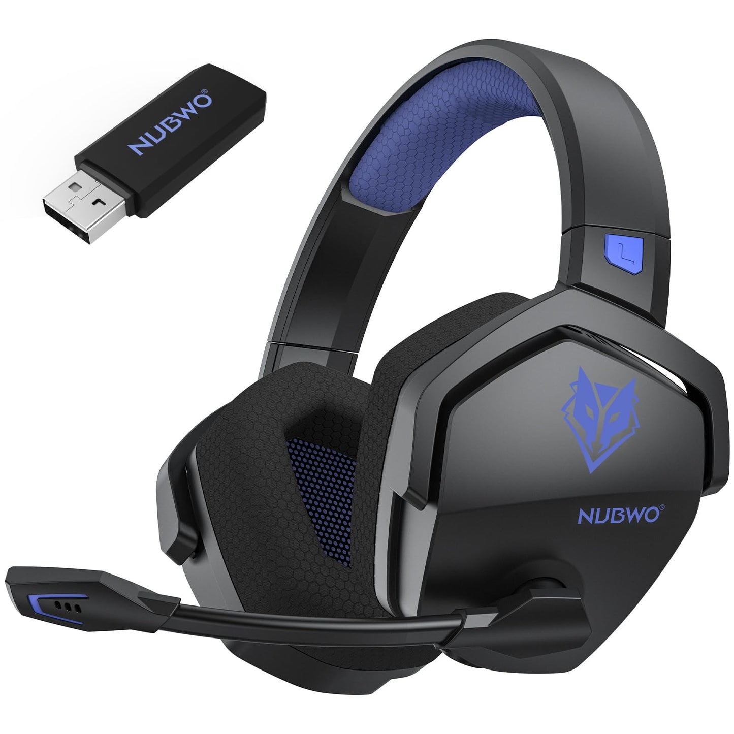 NUBWO G06 Dual Wireless Gaming Headset with Microphone for PS5, PS4, PC - 23ms Low Latency Audio - 100-Hour of Playtime - 50mm Drivers (White-Black)