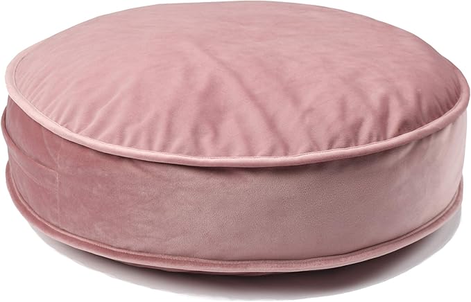 YIUOR Velvet Floor Pillows Round Chair Cushion Couch Throw Pillow Soft Pouf Seat Mattress Bean Bag for Reading Nook Play Room (19.7 in, Dusty Rose)