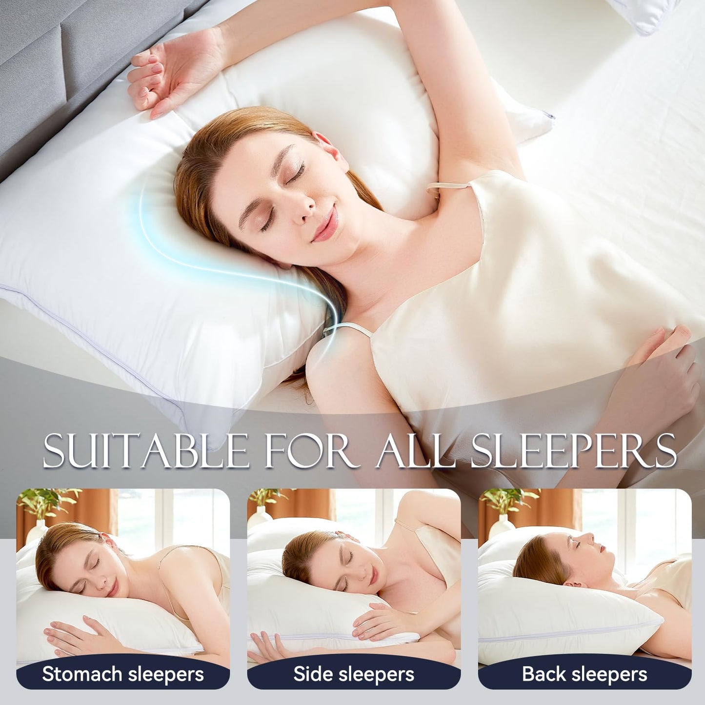 Down Feather Pillows with Adjustable Loft, Adjustable Firmness Bed Pillows Queen Size, Soft and Supportive Hotel Collection Pillow for Back Stomach Side Sleepers, Oeko-TEX Certified (20" x 30")