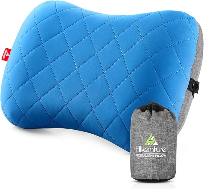 Hikenture Camping Pillow with Removable Cover - Ultralight Inflatable Pillow for Neck Lumbar Support - Upgrade Backpacking...