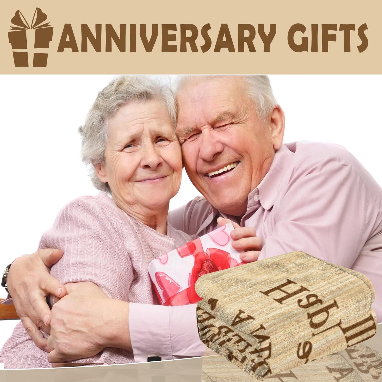Neuturs Wedding Anniversary Blanket Gifts for Men Women Him Her Wife Husband, Romantic Anniversary Marriage Gift for Couple Parents Girlfriend Boyfriend, Happy Anniversary Decorations Blanket 60"X50"