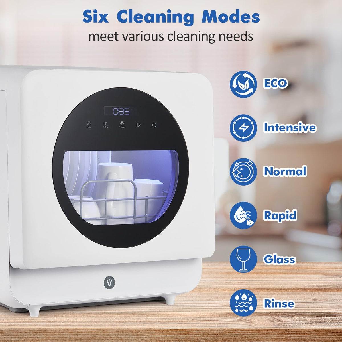 Dishwasher Countertop Compact Portable Dishwasher with Faucet & Self-Priming Water Modes Water Inlet, Compact with More Space Inside,6 Programs Ideal for RV & Apartments, No Hookup Needed