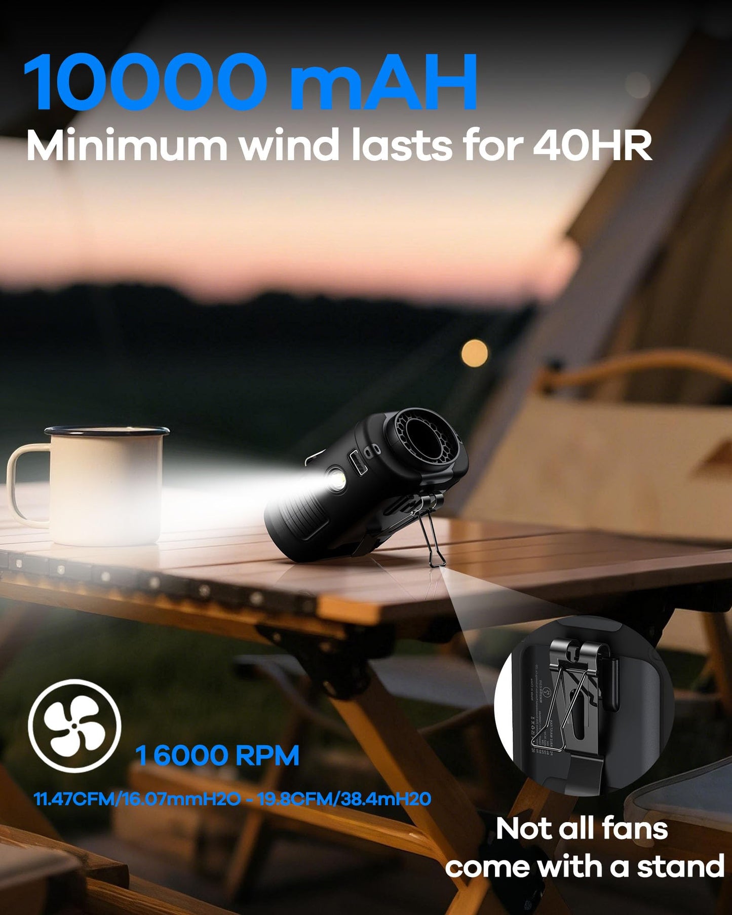2025 Upgrade Portable Waist Fan Clip On 10000Mah Body Wearable Belt Clip Fan Undershirt Personal Cooling Neck Fans With 5 Speeds