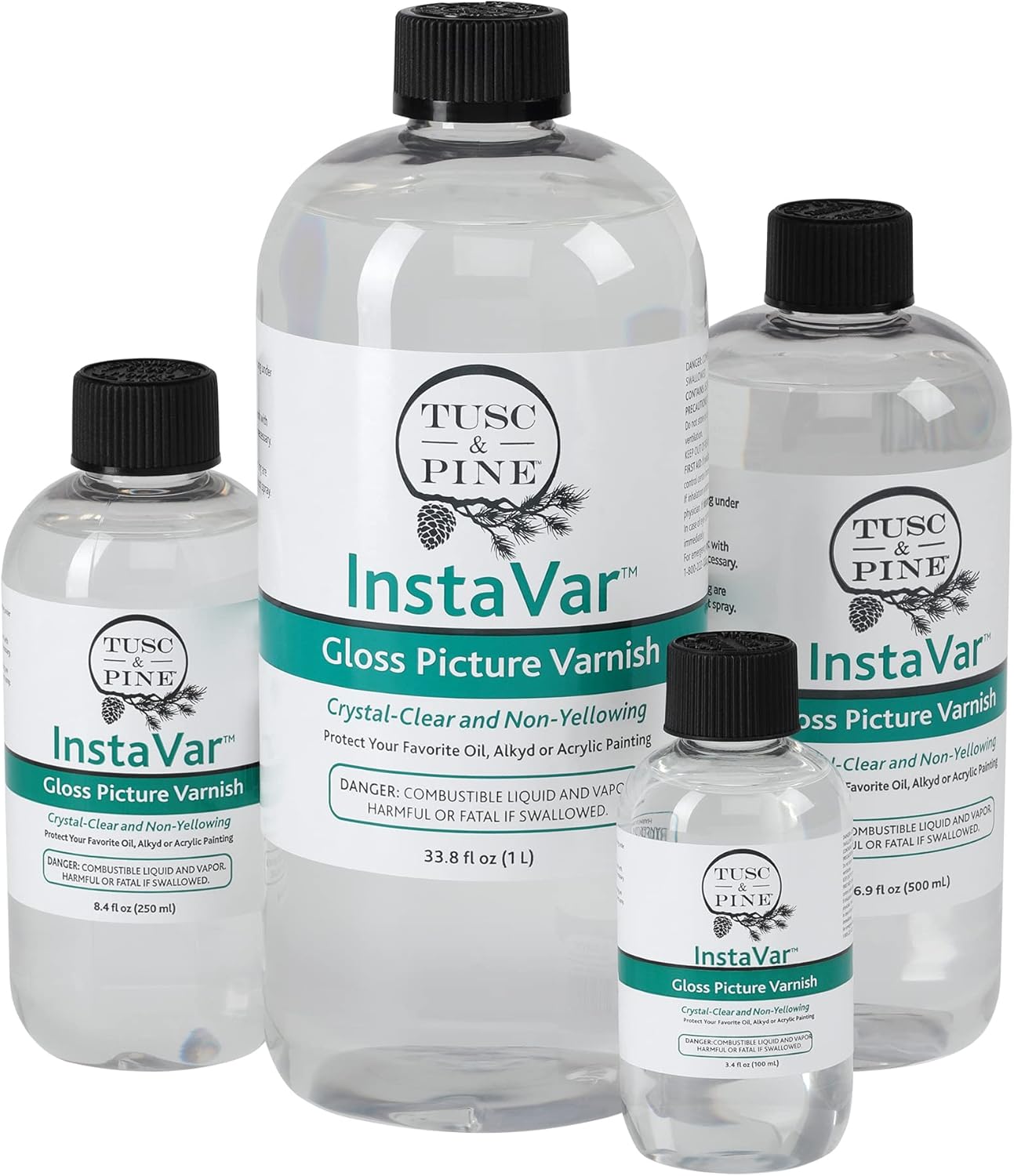 Jerry's Artarama InstaVar™ Gloss Picture Varnish & Varnish Brush Sets - Perfect for Varnish Paintings, Artists, Professionals, Restoration, & More! - 16.9oz Bottle w/ Set of 6 Brushes