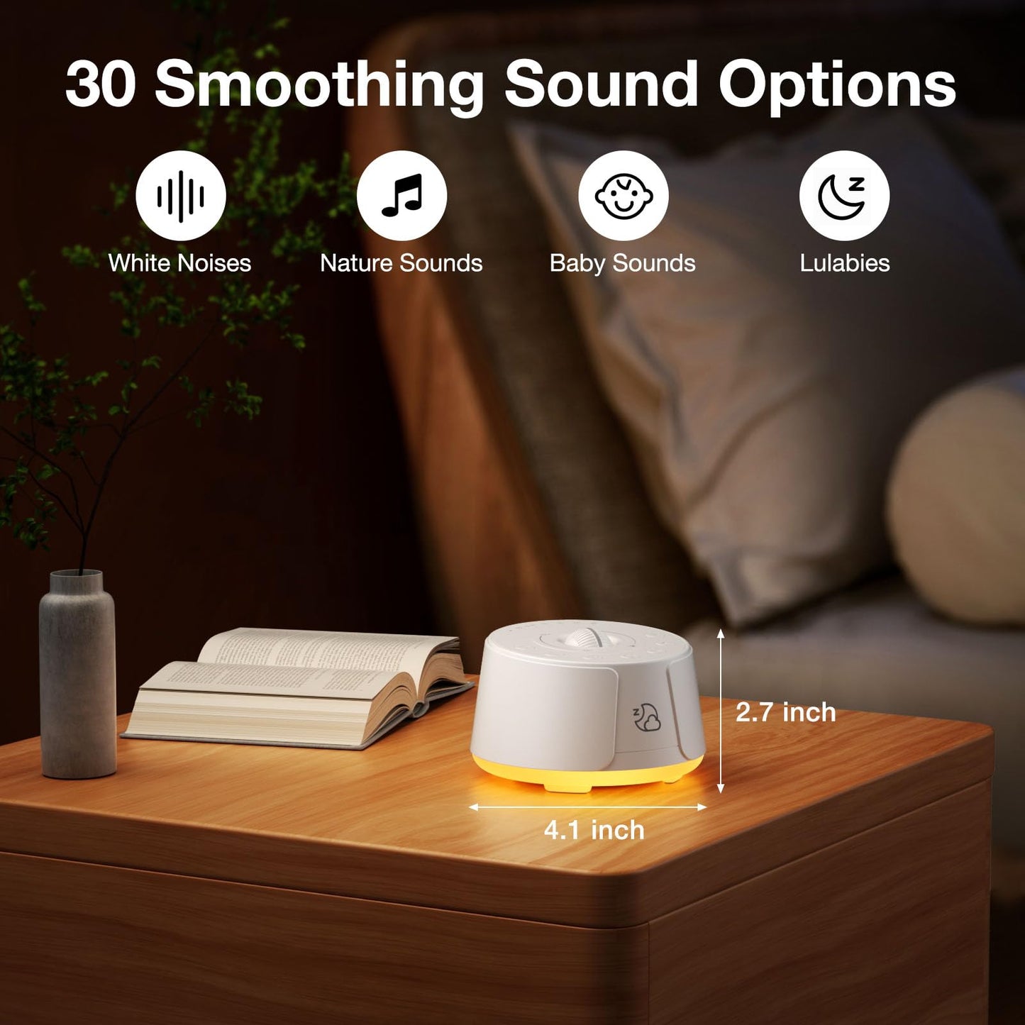 Sound Machine LEICEX White Noise Machine - 30 Soothing Sounds, 10 Colors Night Light, Rechargeable Battery- Travel Portable Sound Machine for Sleep Baby Adults, Perfect Sleeping Companion