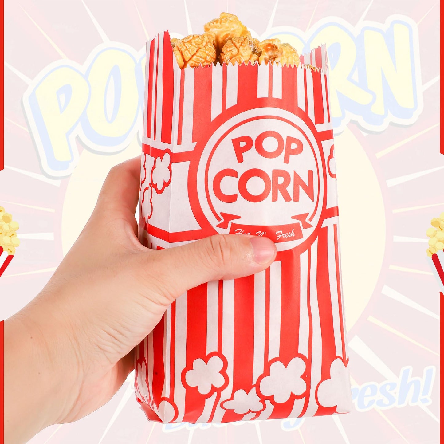 600 Pcs Popcorn Bags, 1 Oz Paper Bags Individual Servings Bulk for Popcorn Machine Movie Nights Easter Valentines Day Kitchen Supplies