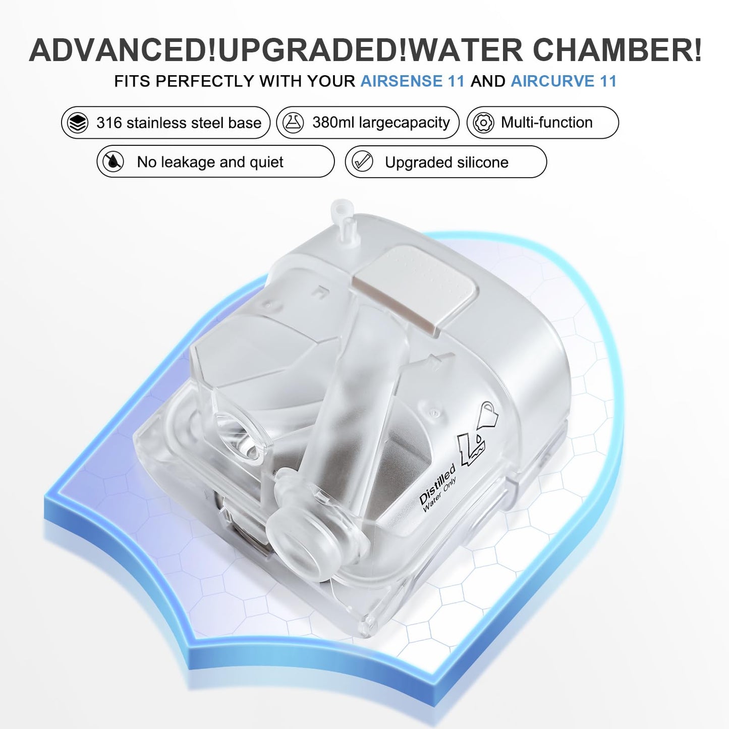 Water Chamber Tubing Adapter for ResMed AirSense 11 and AirCurve 11 Series Machines, Compatible with So Clean Water Tank Machines, Water Reservoir for S11