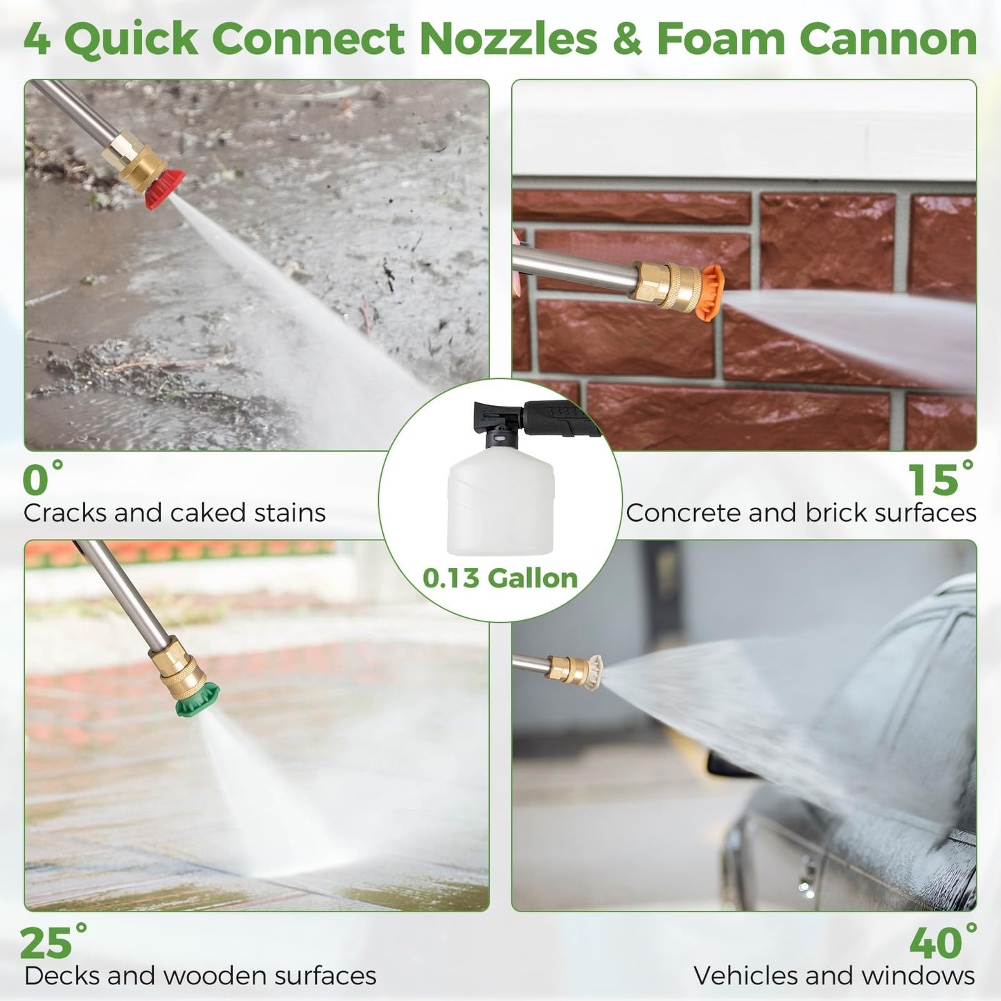 Goplus Electric Pressure Washer, 2150PSI 1.2GPM Power Washer with 4 Quick Connect Nozzles, Foam Cannon, 35.5 FT Cord & 17.5 FT Hose, Portable High Pressure Cleaning Machine for Car Fence