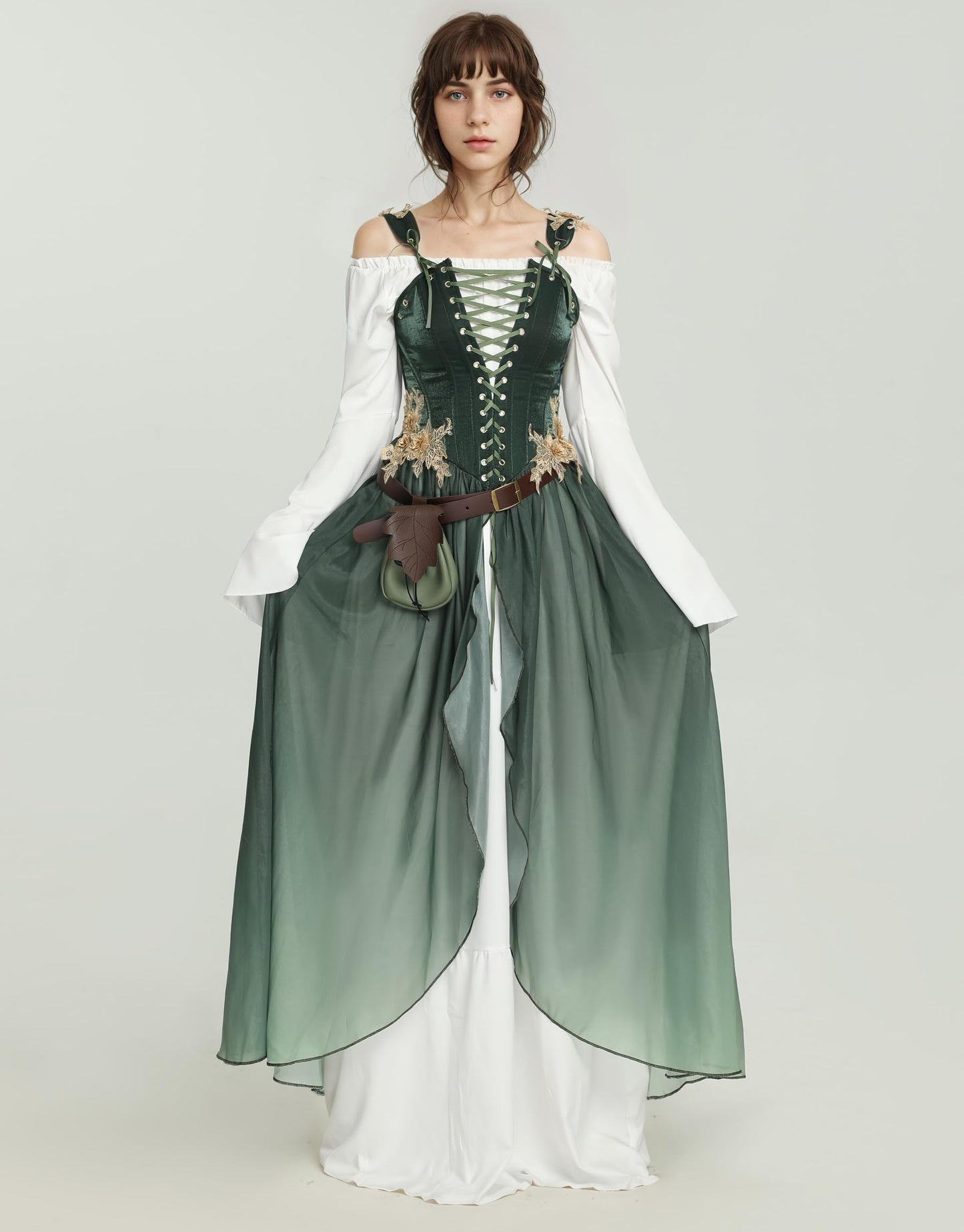 daizbella Renaissance Costume Women Ren Faire Dress Outer Garment Elf Costume for Women(Underskirt Not Included)