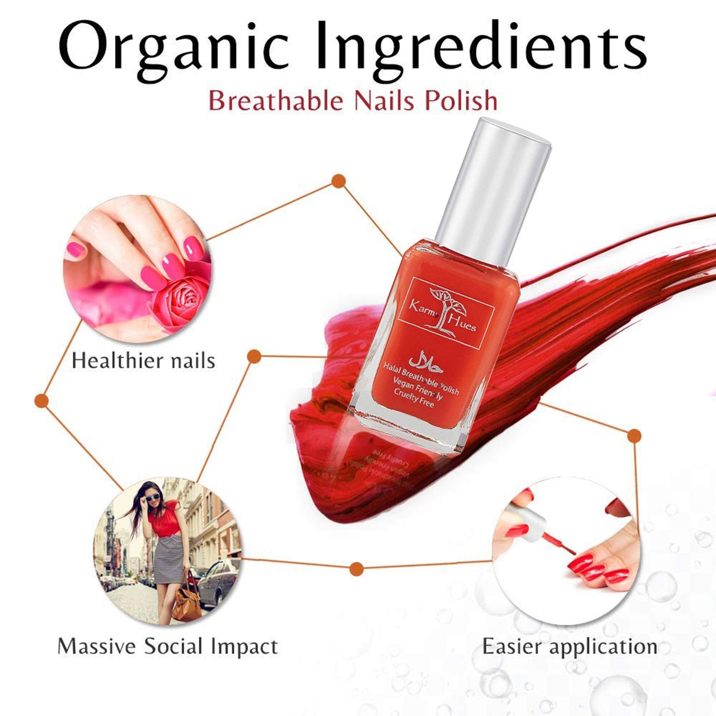 Karma Naturals Certified Halal Nail Polish - Breathable & Water Permeable, Wudu Friendly (Aabidah)