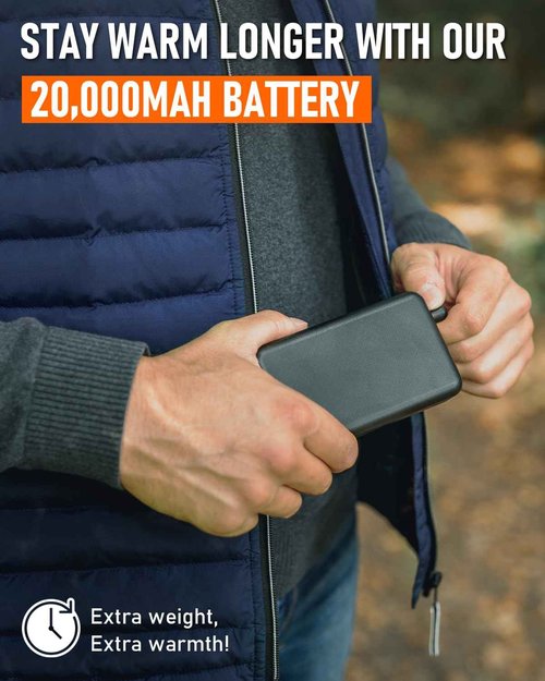 SowYee Heated Vest for Men Women with 20000mAh Battery Pack Included, Mens Electric Warming Heating Vests Jacket Coat for Hunting, Blue, XL
