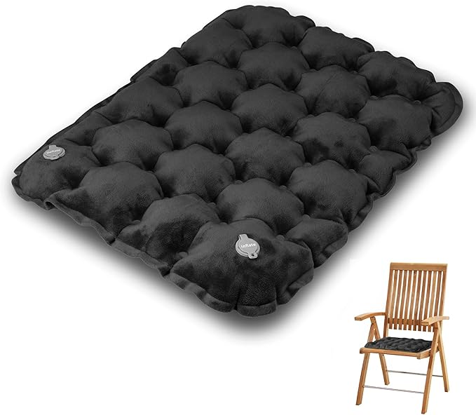 YEEKORO Inflatable Seat Cushion, Lightweight Camping Air Sitting Pad with Repair Cloths, Waterproof Air Seat Cushion, Portable Push-Press Seat Cushion for Airplane Travel Hiking Office Stadium Seat